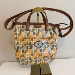 Fossil Key Per Womens Multicolor Leather Adjustable Strap Shoulder Crossbody Bag